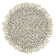 Tischset Makramee Platzset Tischdeko Untersetzer rund boho Deko creme 38 cm
