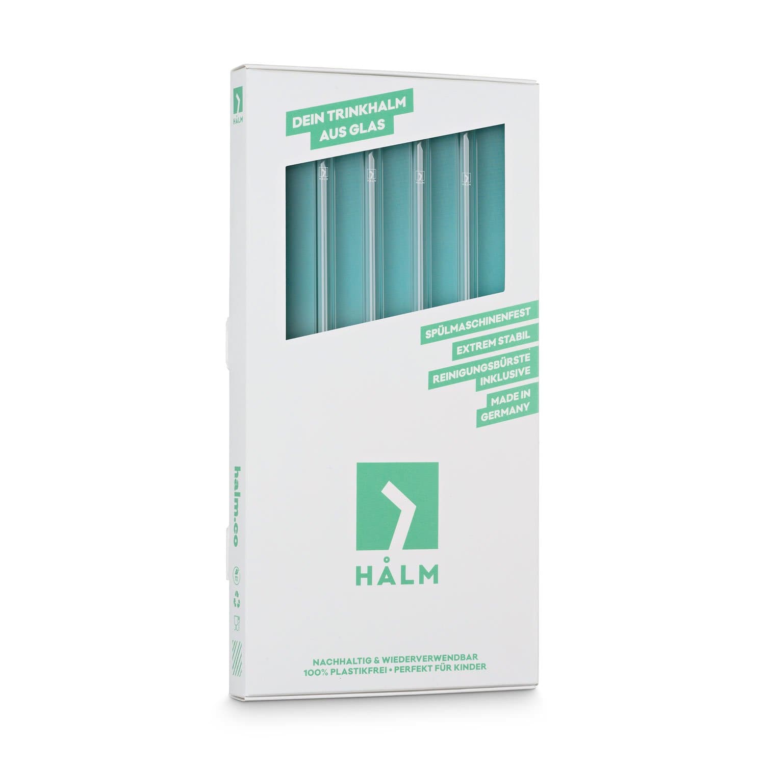 Glasstrohhalme 23 cm 4er Set inkl. Transporttasche und Reinigungsbürste
