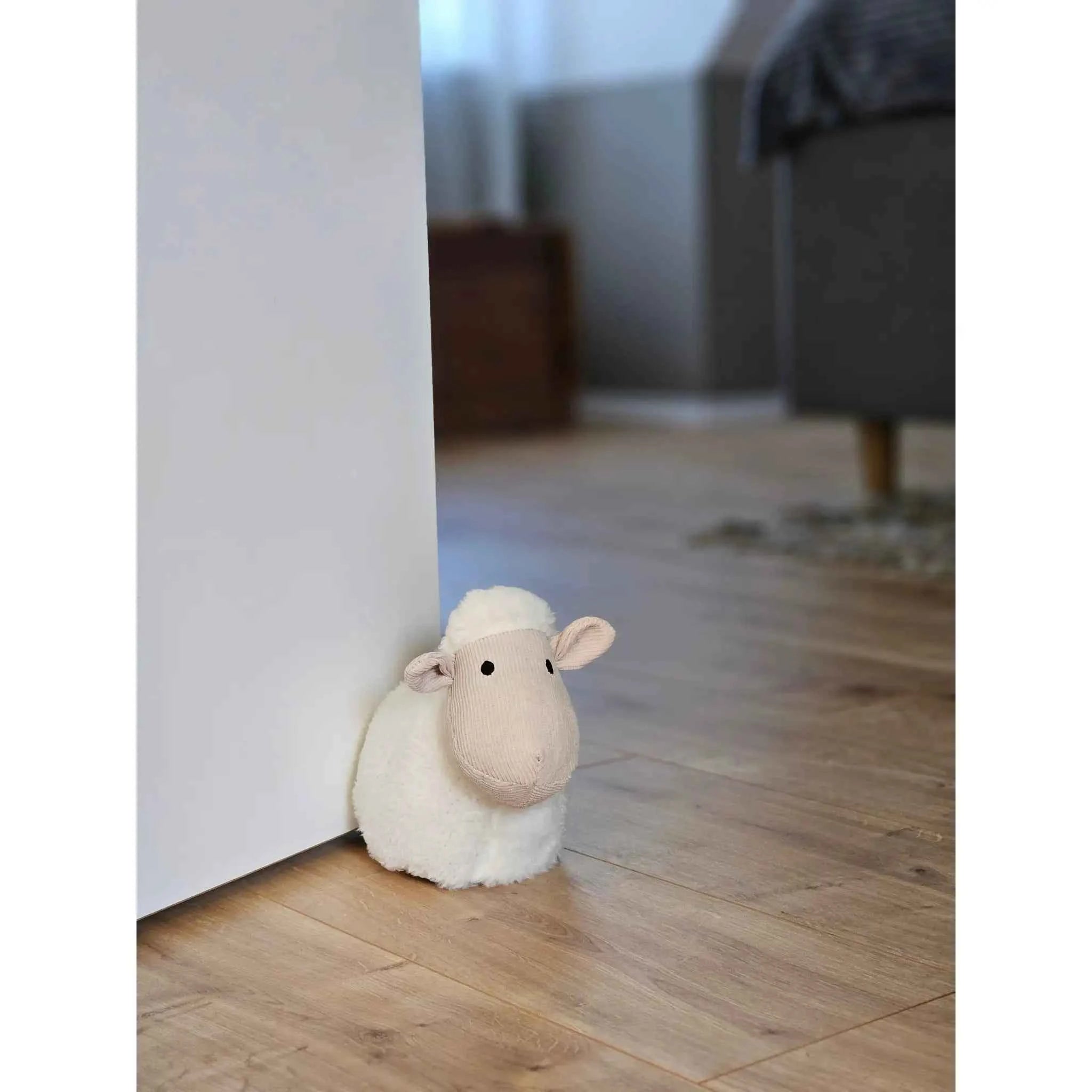 Türstopper Türsack Schaf Kuh Hund Türpuffer für Boden Stoff und Sand weiß beige