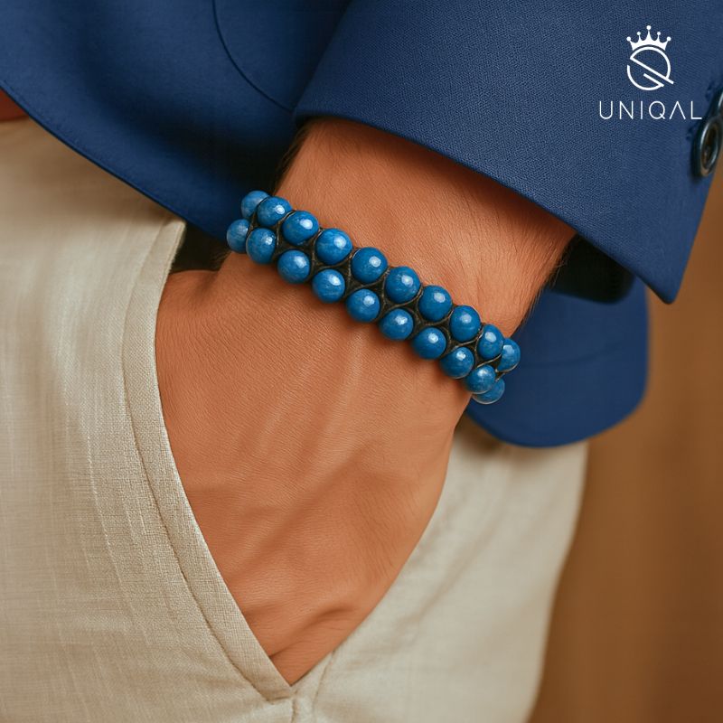 Lapis Lazuli Perlenarmband zweireihig 6mm - Bild 3