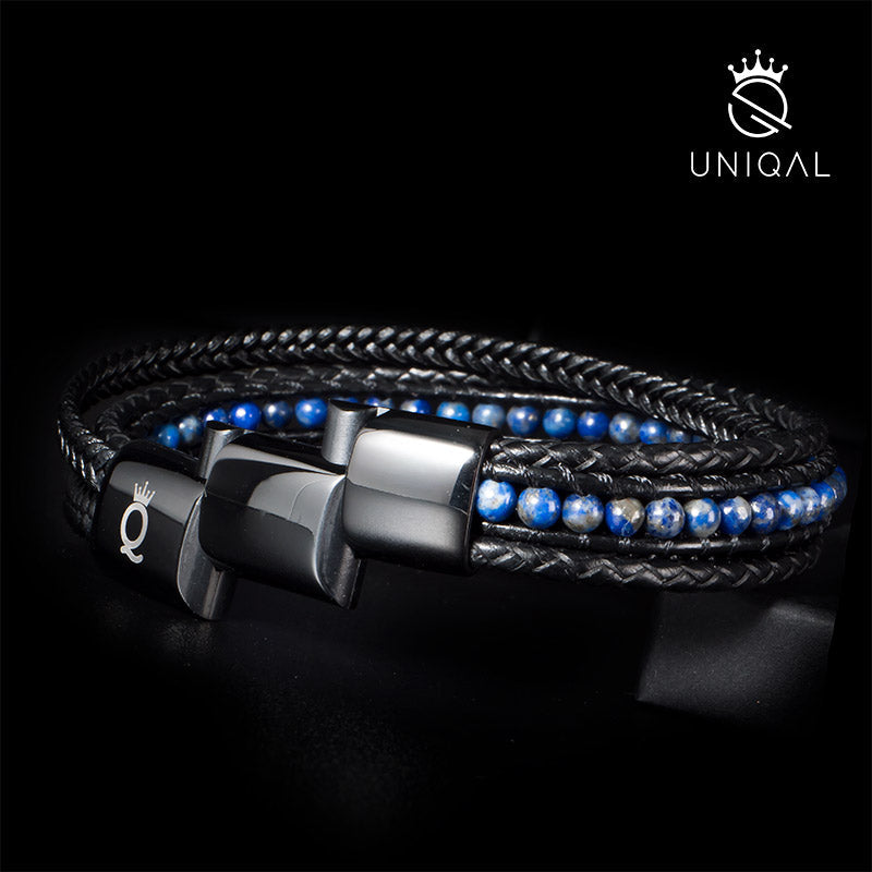 Lederarmband mit Lapislazuli und Stein-Details - Bild 8