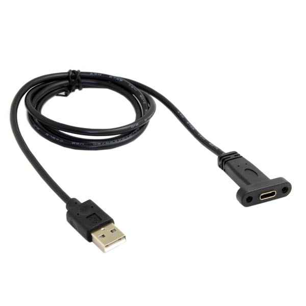 SYSTEM-S USB A Male zu USB C Female Panel Mount Stecker Ladekabel 90 cm