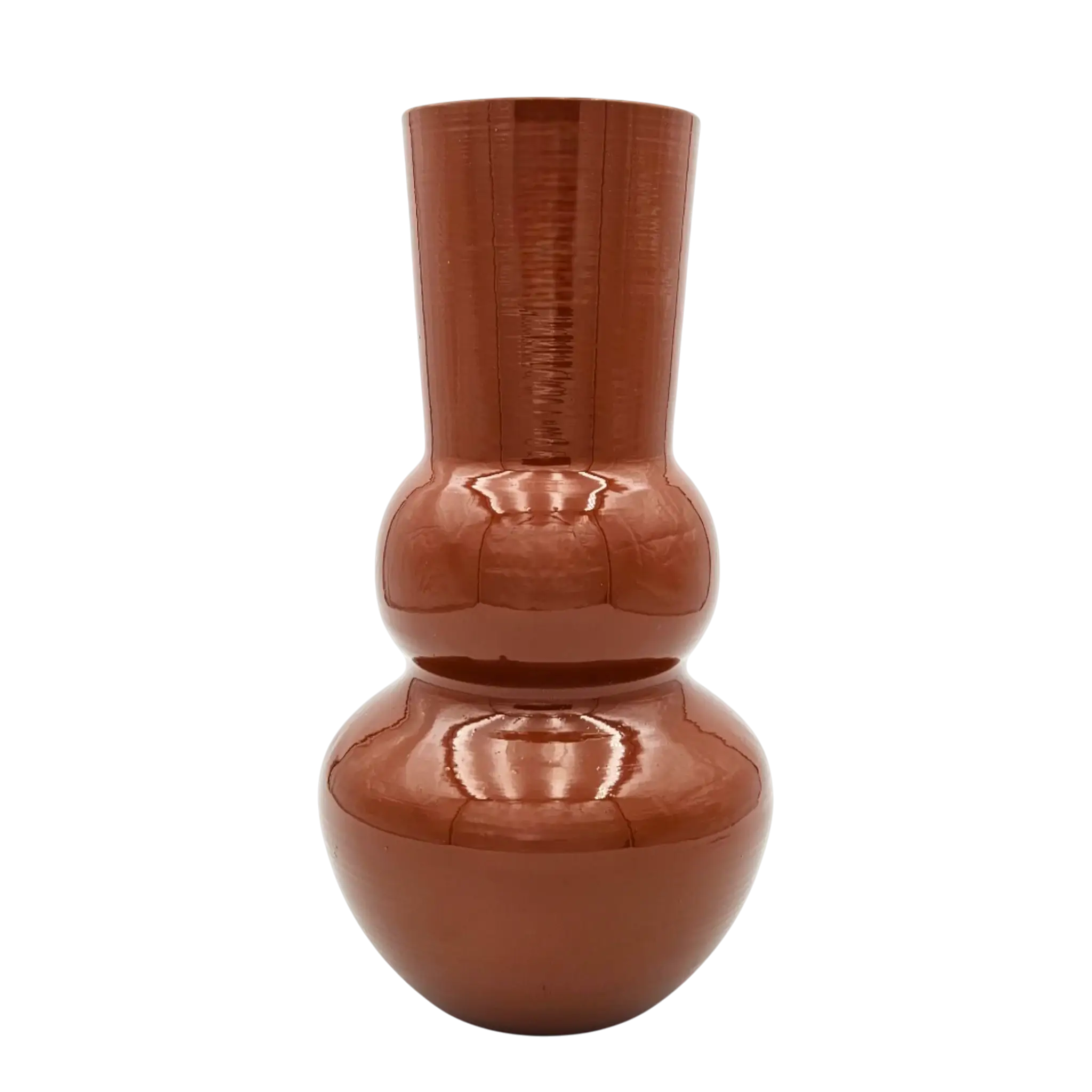 Vase XXL Metall Beige Braun 38x25 cm Retro Blumenvase | Miamonda