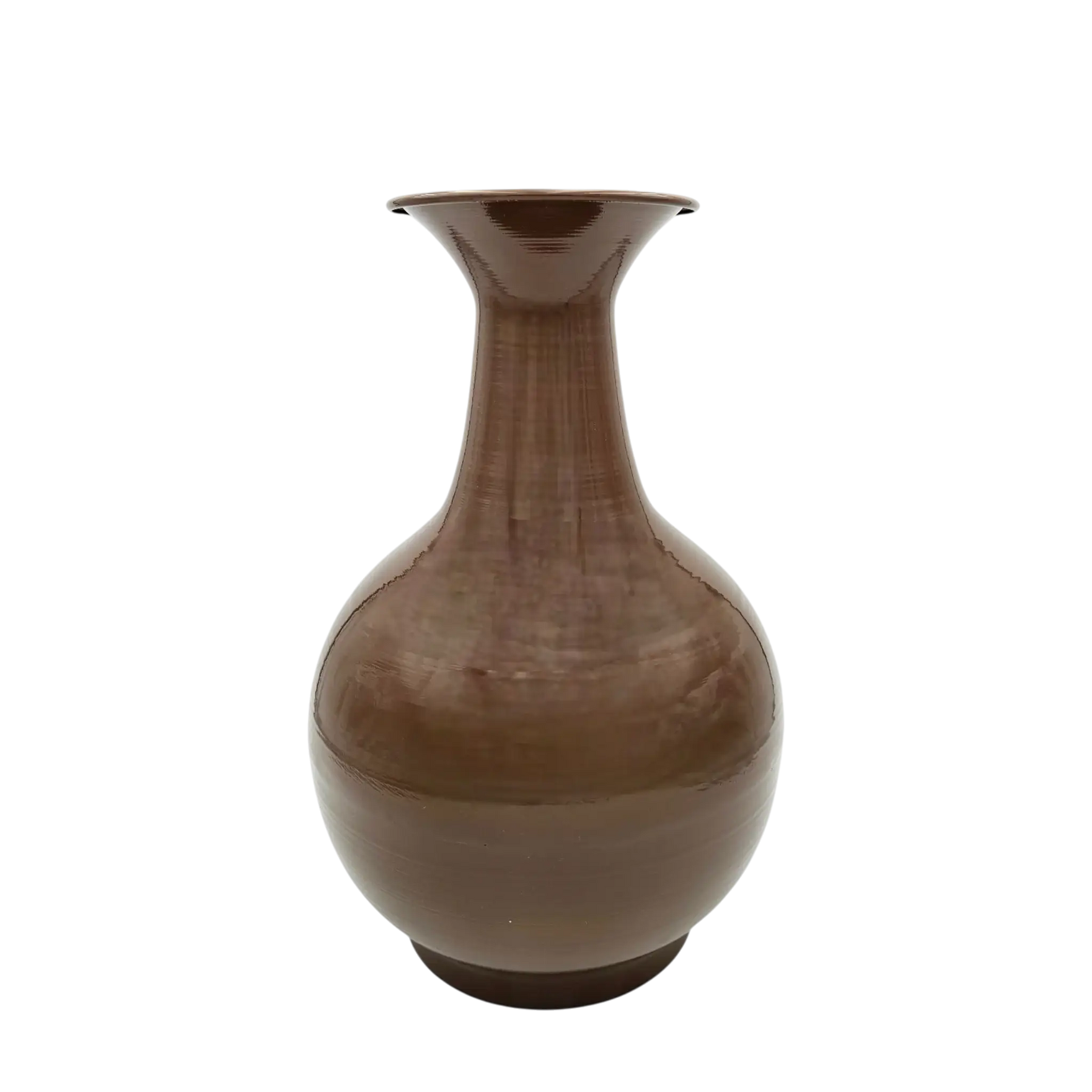 Vase XXL Metall Beige Braun 38x25 cm Retro Blumenvase | Miamonda