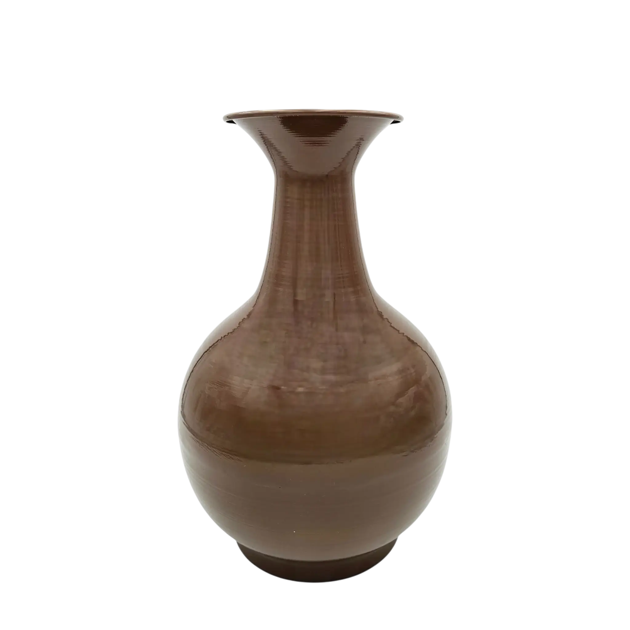 Vase XXL Metall Beige Braun 38x25 cm Retro Blumenvase | Miamonda