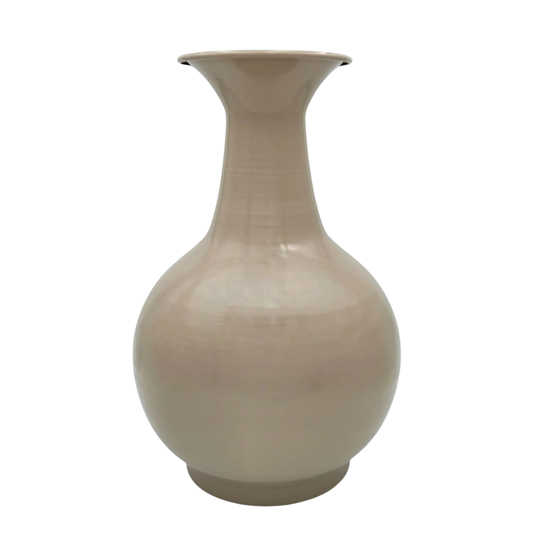 Vase XXL Metall Beige Braun 38x25 cm Retro Blumenvase | Miamonda