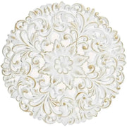Wandbild Holzbild Ornament weiß gold 39 cm Landhaus Mandala shabby