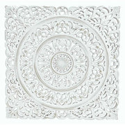 Wandornament Holz weiß 55x55 cm shabby Landhaus Ornament Holzornament Holzbild