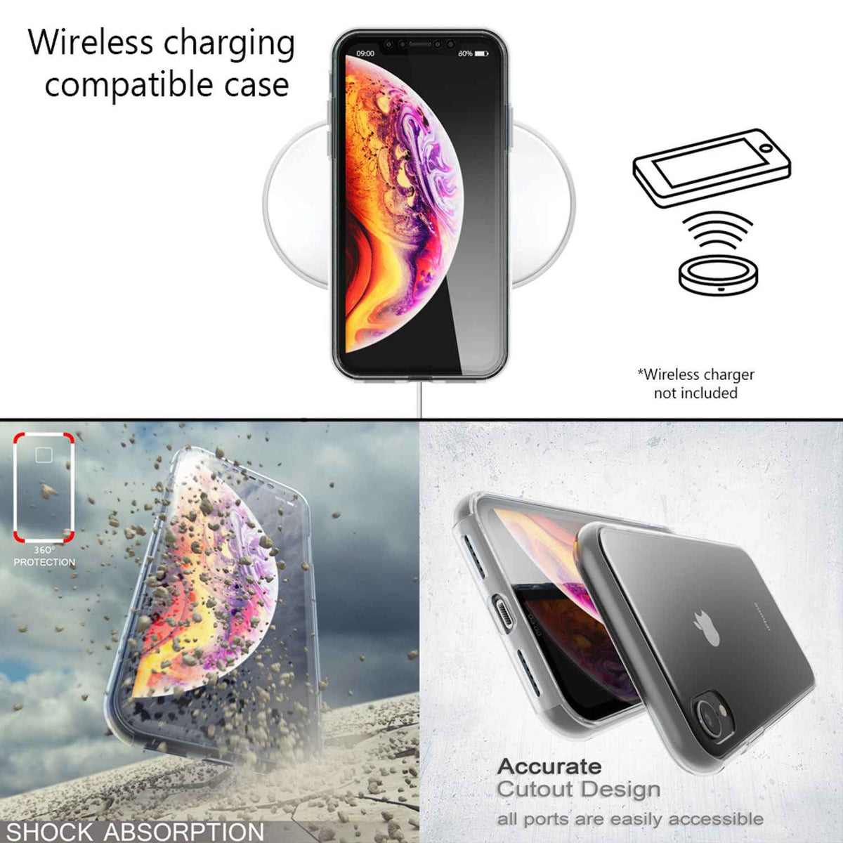 NALIA 360 Grad Handy Hülle für Apple iPhone XR, Full Cover Case Rundum Bumper