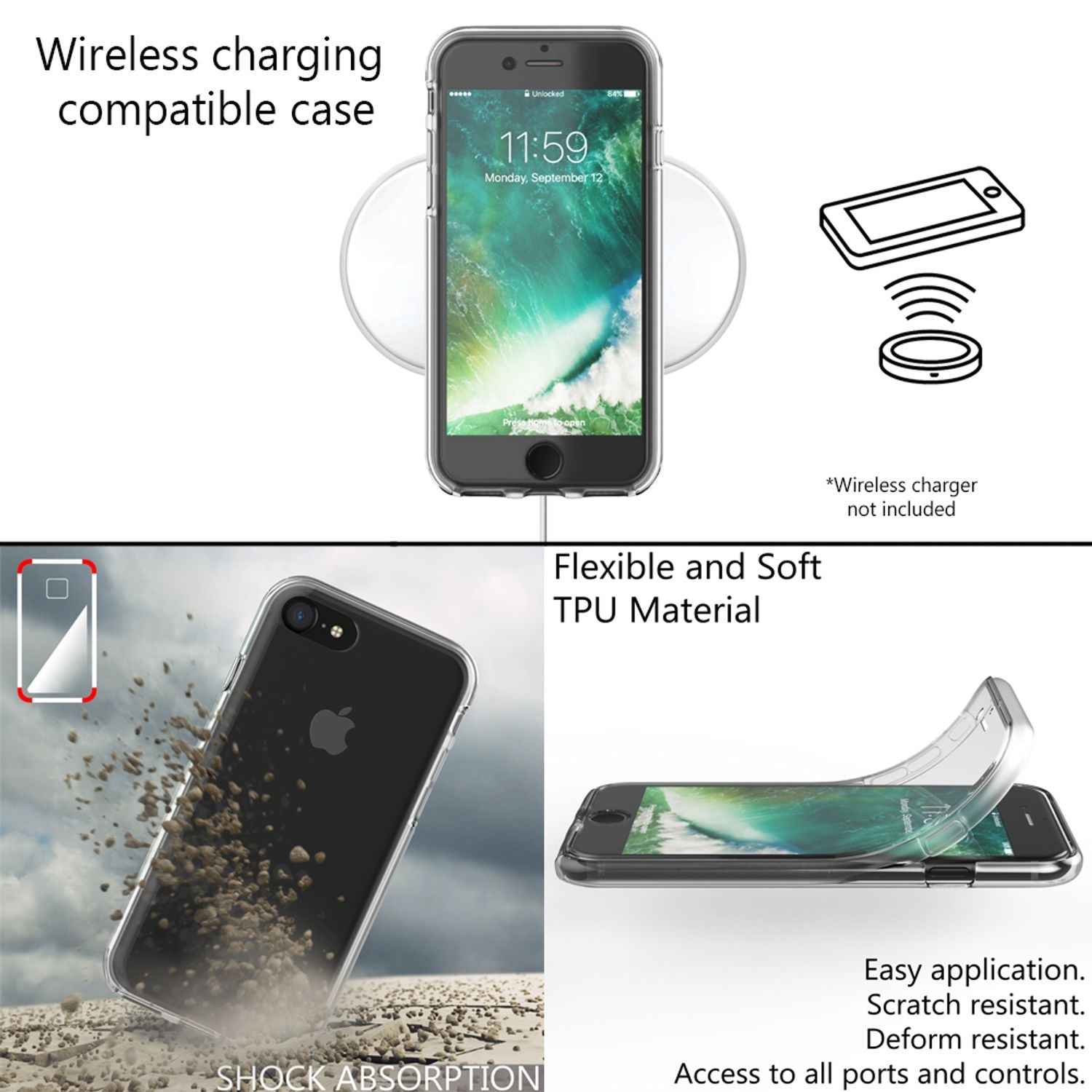 NALIA 360° Handy Hülle für iPhone SE 2022 / SE 2020 / 8 / 7, Case Cover Schutz