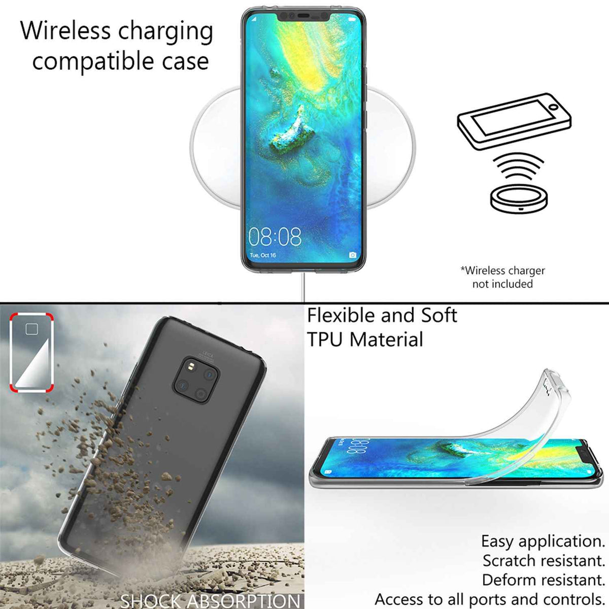 NALIA 360 Grad Handy Hülle für Huawei Mate20 Pro, Full Cover Case Bumper Etui