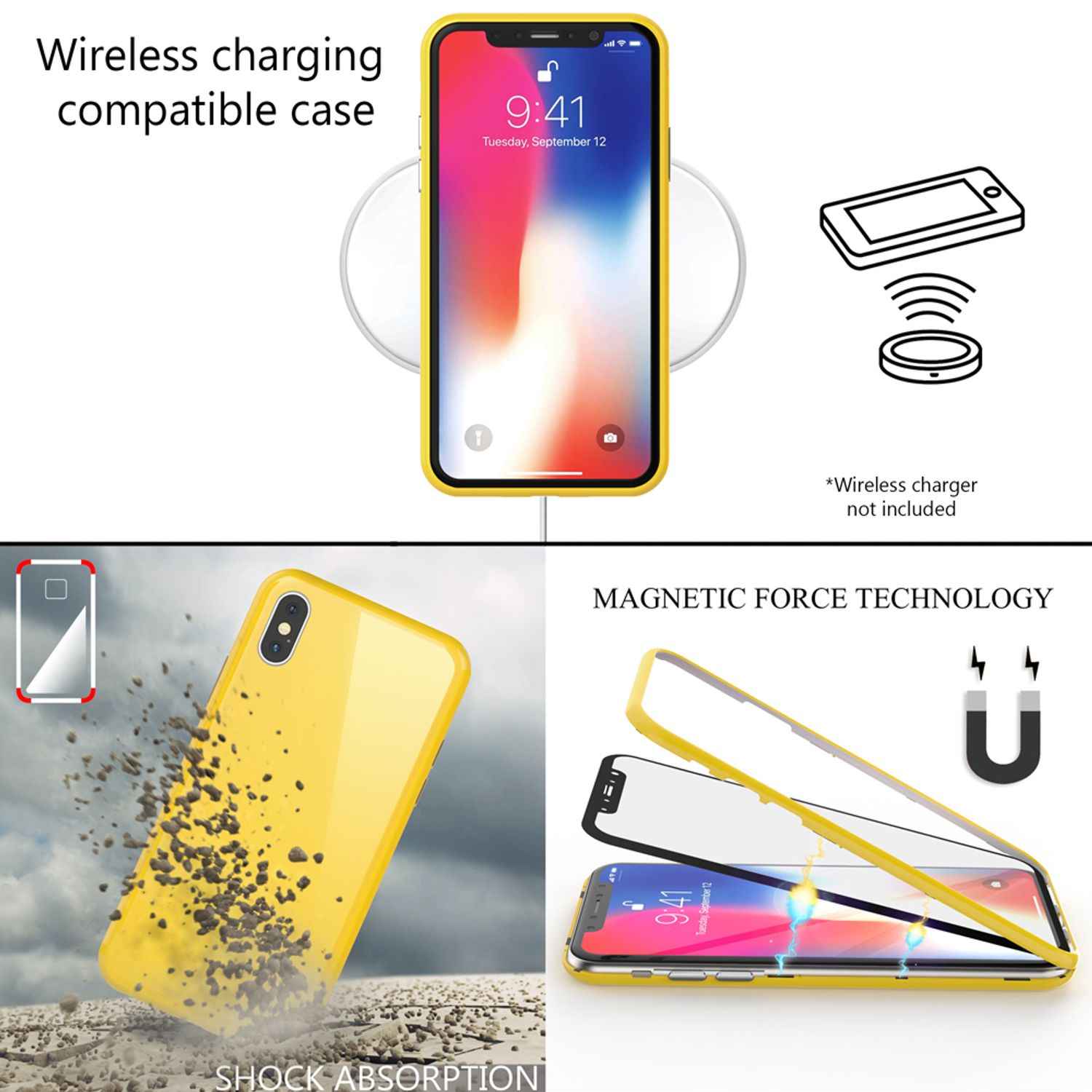 NALIA 360° Magnet Hülle für iPhone XS Max, Slim Hard Case mit Display Schutz