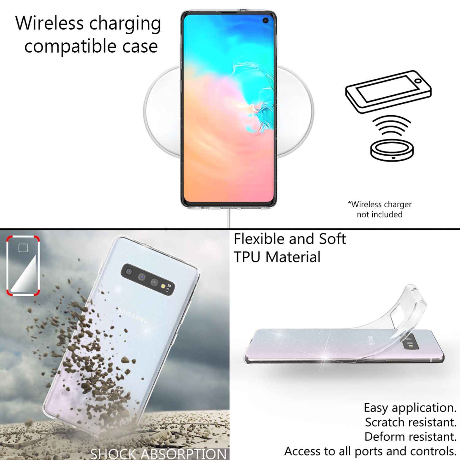 NALIA Glitter Hülle kompatibel mit Samsung Galaxy S10, Glitzer Case Handyhülle