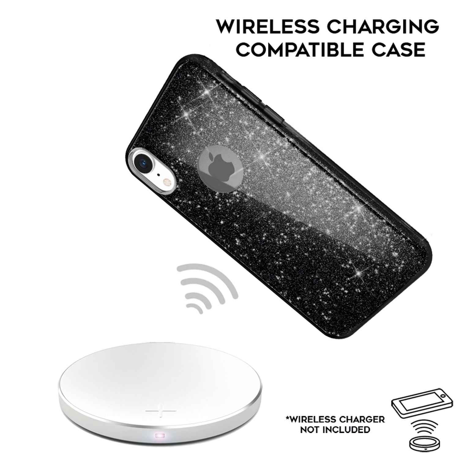 NALIA Hülle für iPhone XR, Handyhülle Glitzer Ultra-Slim Silikon-Case Back-Cover
