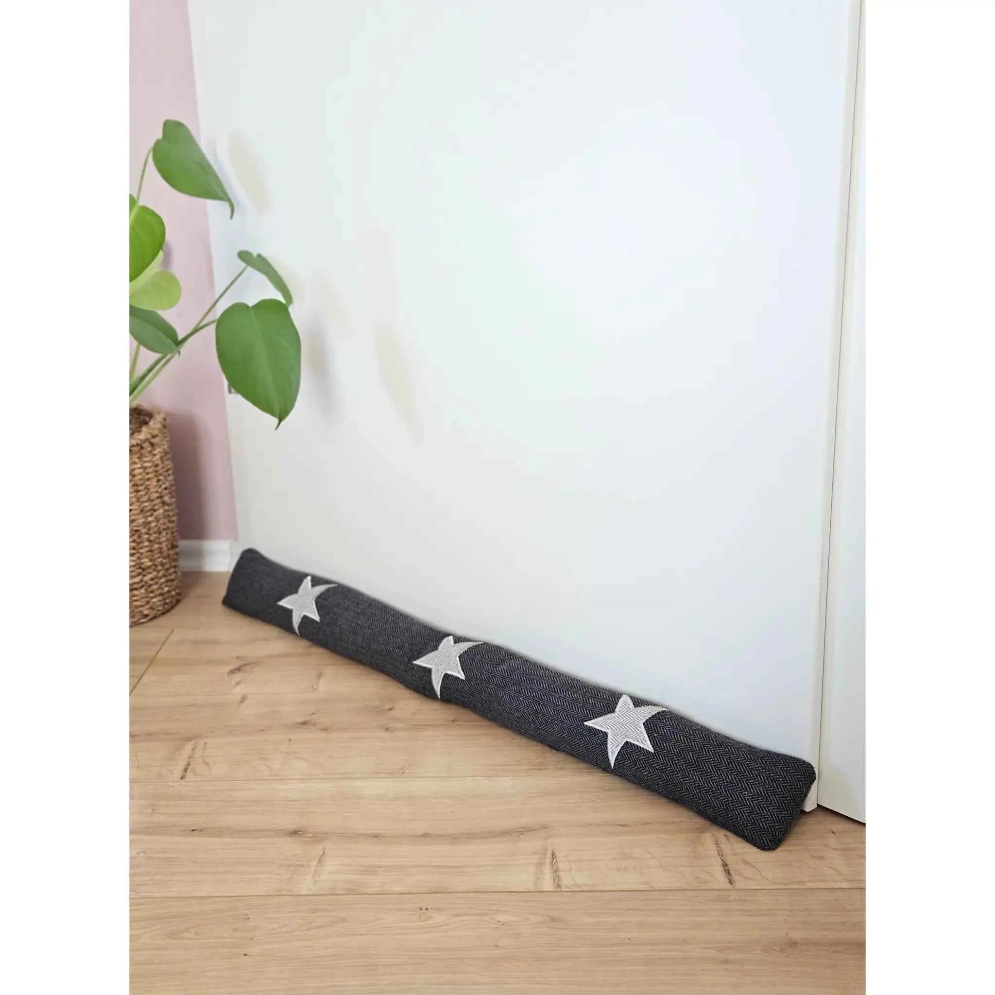 Zugluftstopper Windstopper Türdichtung Türvorleger Stern grau 90x10 cm