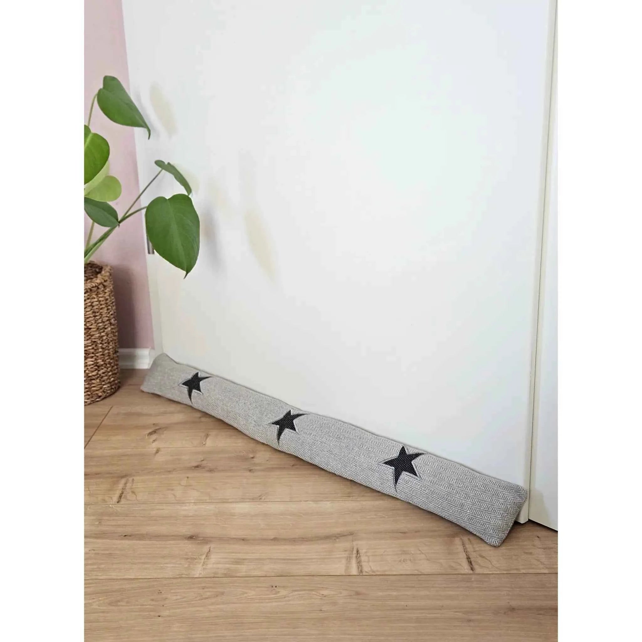 Zugluftstopper Windstopper Türdichtung Türvorleger Stern grau 90x10 cm